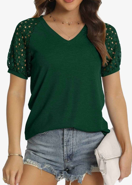 Short Sleeve V - Neck Tee - Trendsi