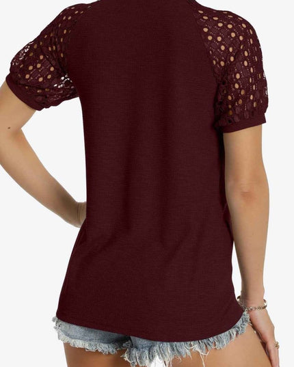 Short Sleeve V - Neck Tee - Trendsi