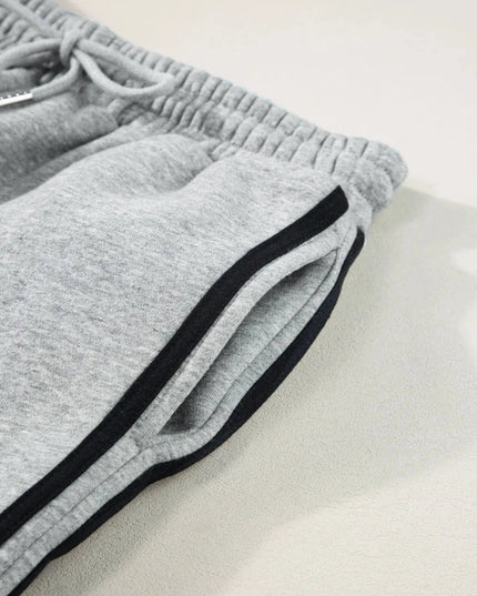 Side Striped Round Neck Top and Pants Active Set - Trendsi