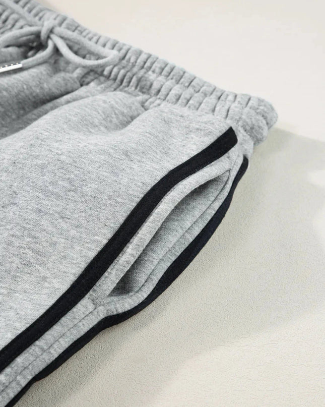 Side Striped Round Neck Top and Pants Active Set - Trendsi