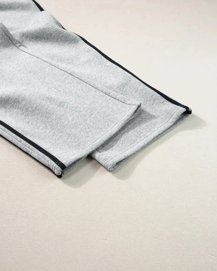 Side Striped Round Neck Top and Pants Active Set - Trendsi