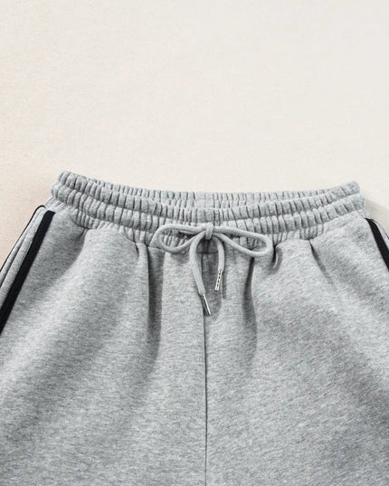 Side Striped Round Neck Top and Pants Active Set - Trendsi