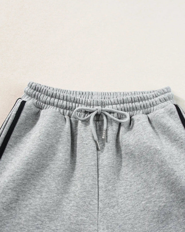 Side Striped Round Neck Top and Pants Active Set - Trendsi