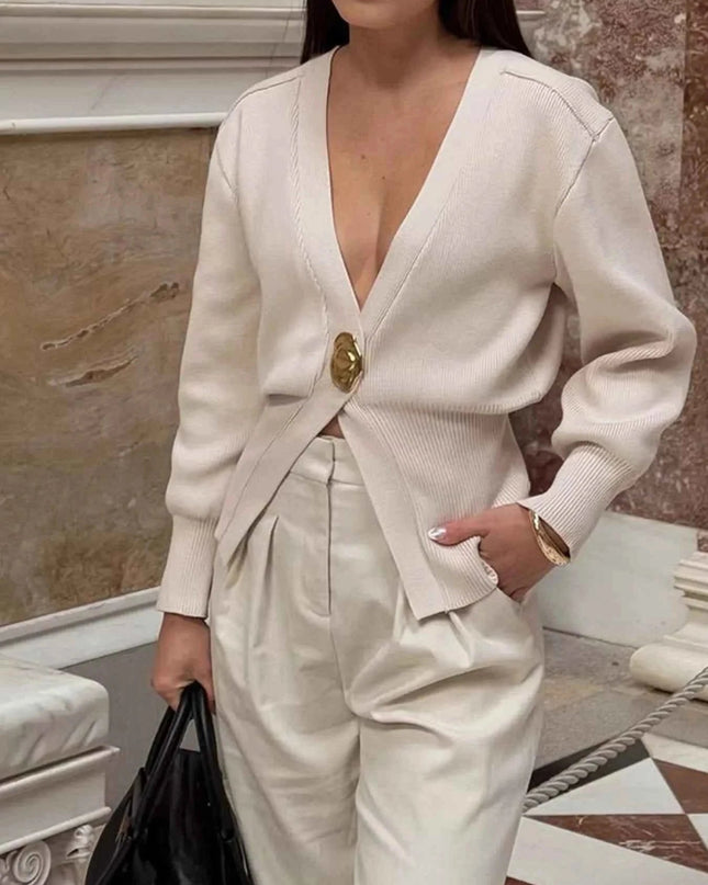 Single - Button Knit Cardigan - Trendsi