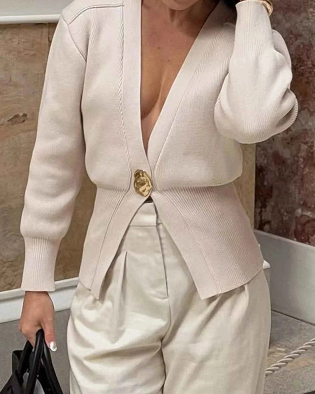 Single - Button Knit Cardigan - Trendsi