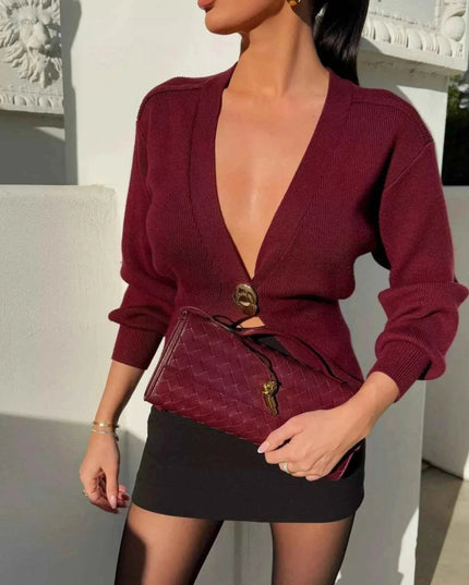 Single - Button Knit Cardigan - Trendsi