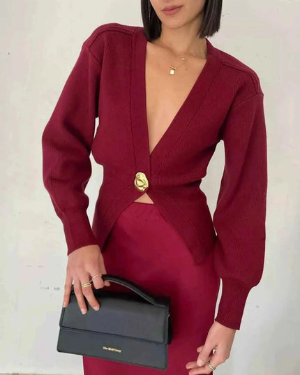 Single - Button Knit Cardigan - Trendsi