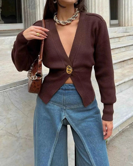 Single - Button Knit Cardigan - Trendsi