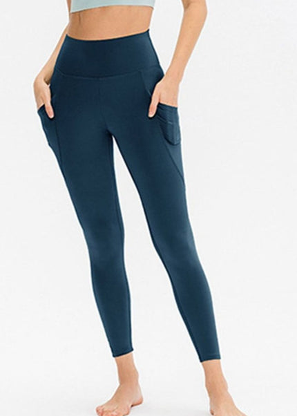 Slim Fit Long Active Leggings with Pockets - Trendsi