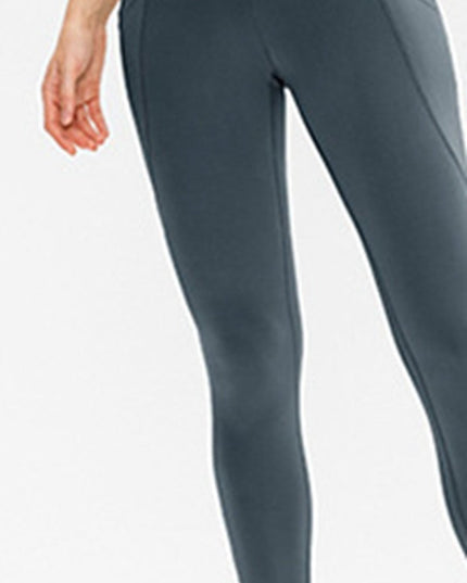 Slim Fit Long Active Leggings with Pockets - Trendsi
