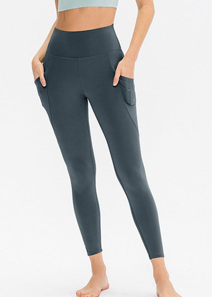Slim Fit Long Active Leggings with Pockets - Trendsi