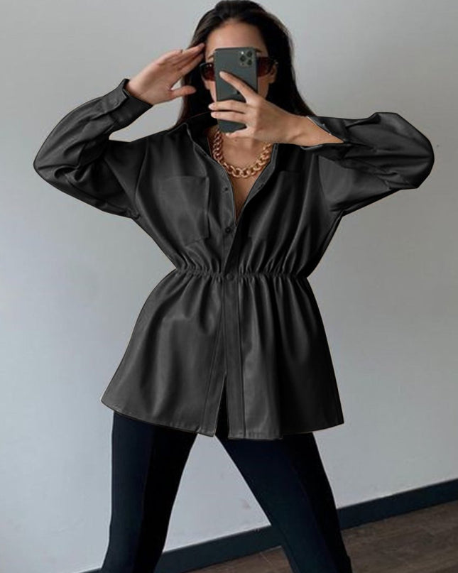 Snap Down Collared Jacket - Trendsi