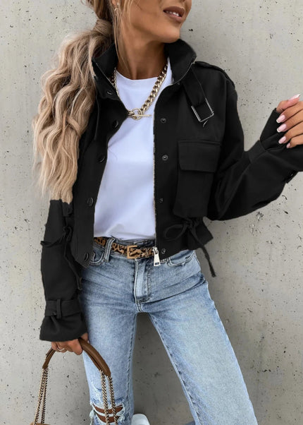 Snap Down Long Sleeve Jacket - Trendsi