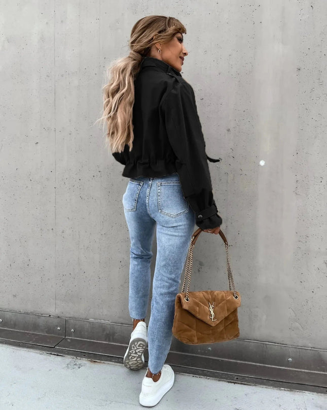 Snap Down Long Sleeve Jacket - Trendsi