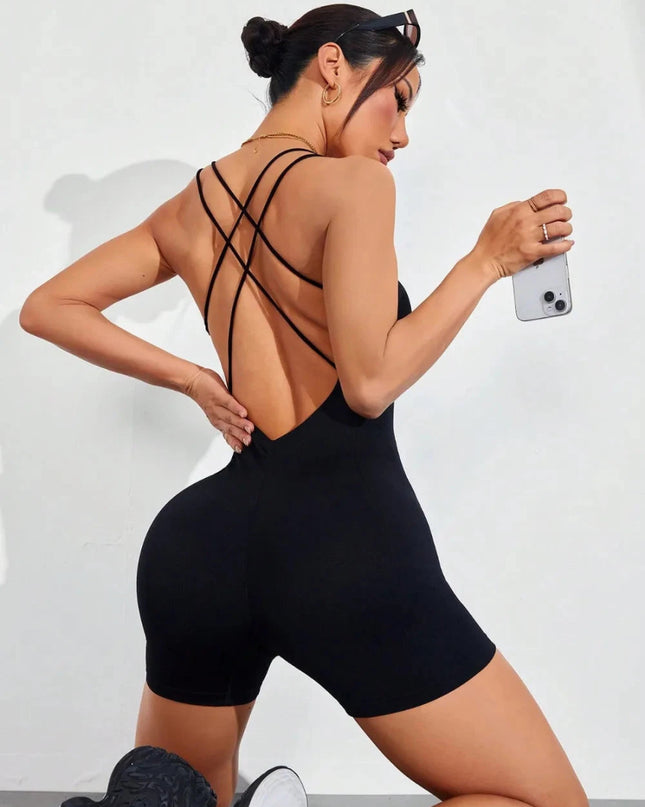 Spaghetti Strap Crisscross Romper - Trendsi