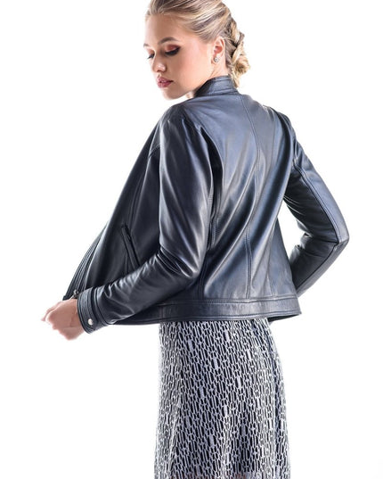 Sporty Black Leather Jacket - Genuine Leather Outerwear - Leather Jackets - Buy Me Fur Ltd