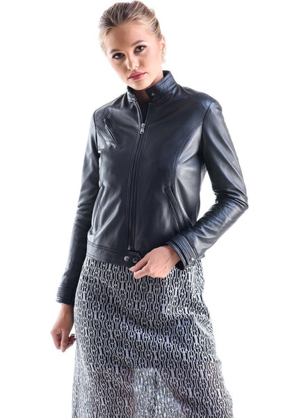 Sporty Black Leather Jacket - Genuine Leather Outerwear - Leather Jackets - Buy Me Fur Ltd