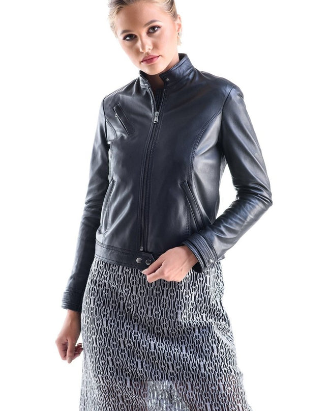 Sporty Black Leather Jacket - Genuine Leather Outerwear - Leather Jackets - Buy Me Fur Ltd