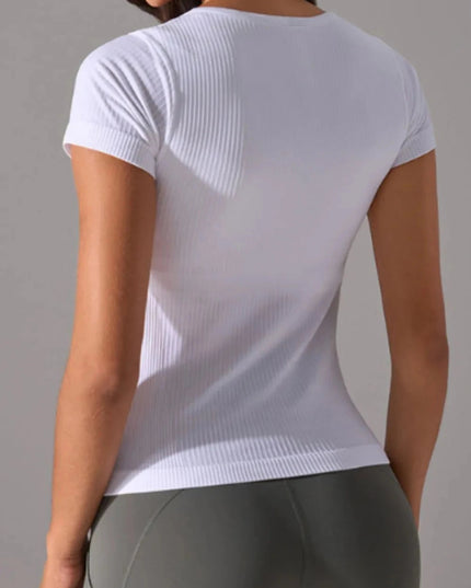 Square Neck Active T-Shirt with Detachable Chest Pads - Trendsi