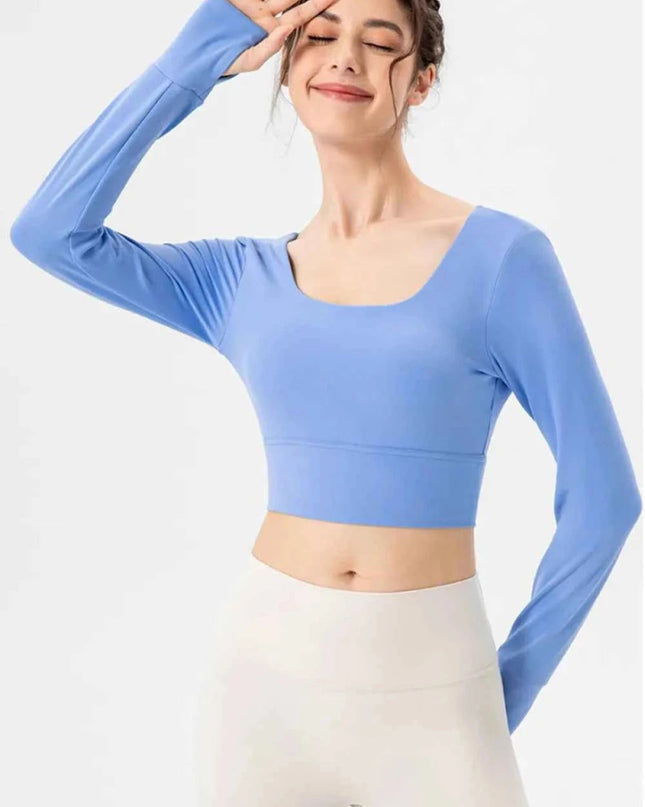 Square Neck Crisscross Active T-Shirt - Trendsi