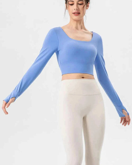 Square Neck Crisscross Active T-Shirt - Trendsi