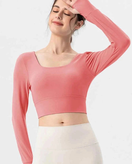 Square Neck Crisscross Active T-Shirt - Trendsi