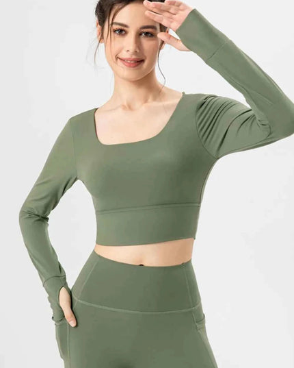 Square Neck Crisscross Active T-Shirt - Trendsi