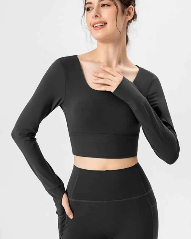 Square Neck Crisscross Active T-Shirt - Trendsi