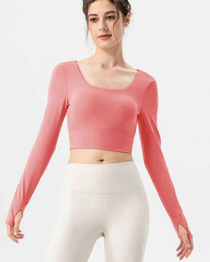 Square Neck Crisscross Active T-Shirt - Trendsi