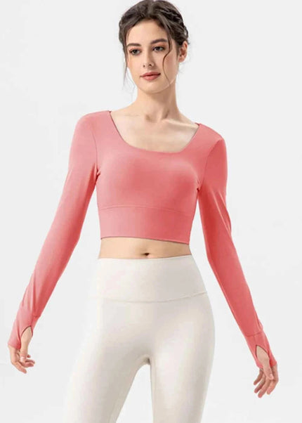 Square Neck Crisscross Active T-Shirt - Trendsi