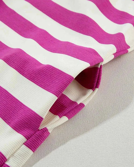 Stripe Cap Sleeve Pocketed Shift Tee Dress - Trendsi