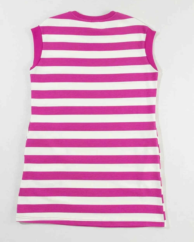Stripe Cap Sleeve Pocketed Shift Tee Dress - Trendsi
