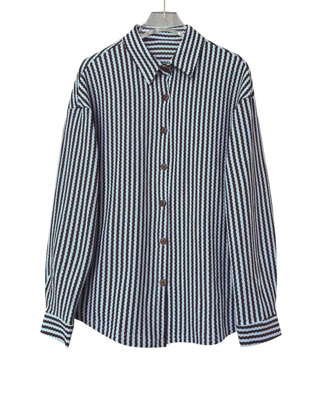 Striped Button - Down Casual Shirt - Trendsi