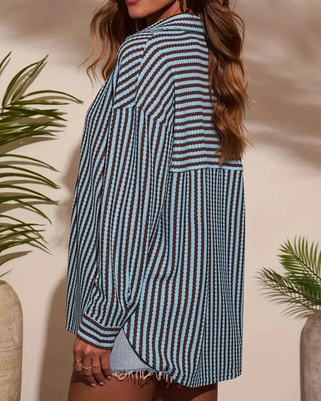Striped Button - Down Casual Shirt - Trendsi
