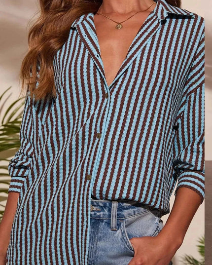 Striped Button - Down Casual Shirt - Trendsi