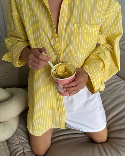 Striped Button - Down Shirt for Effortless Style and Comfort - Trendsi