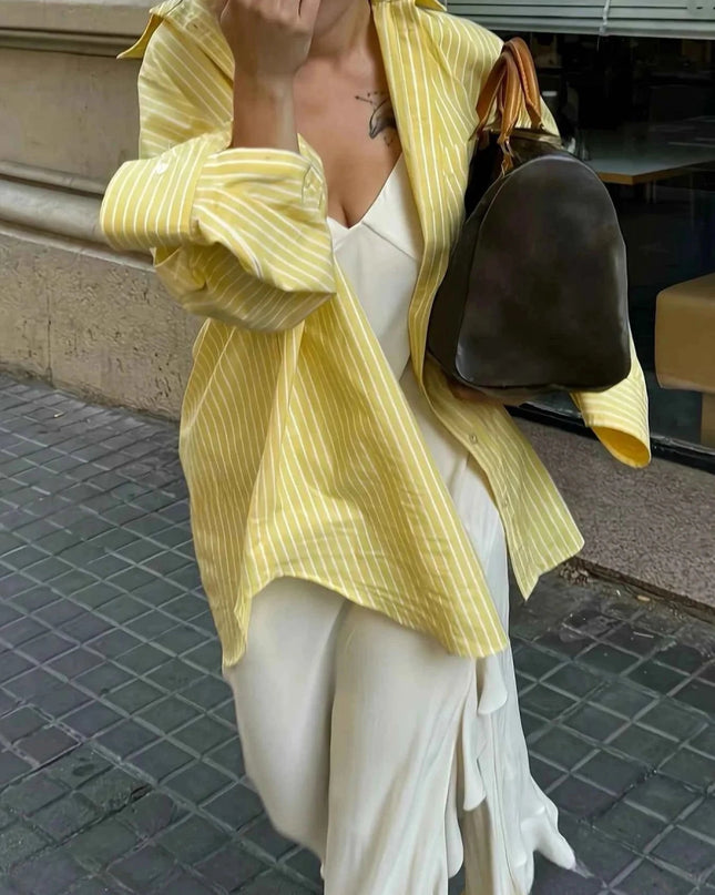 Striped Button - Down Shirt for Effortless Style and Comfort - Trendsi