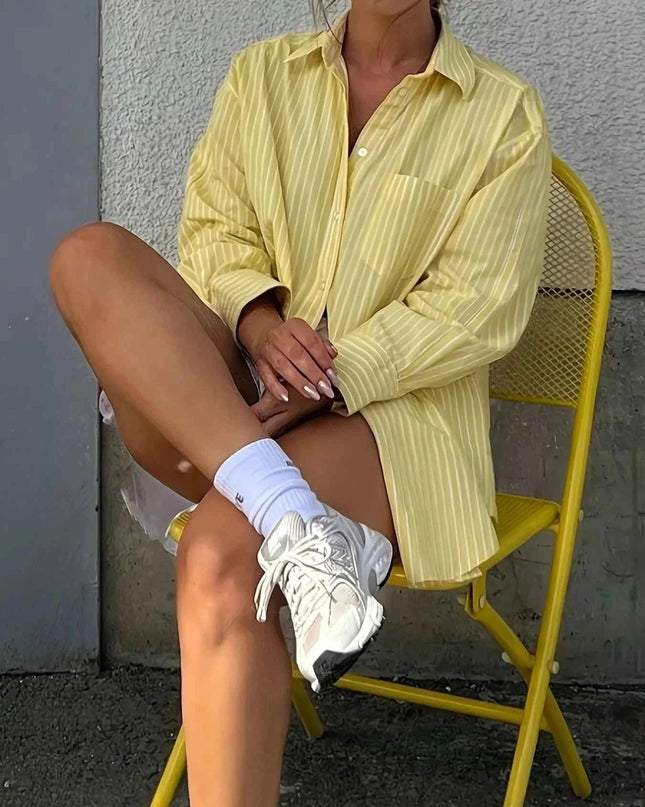 Striped Button - Down Shirt for Effortless Style and Comfort - Trendsi