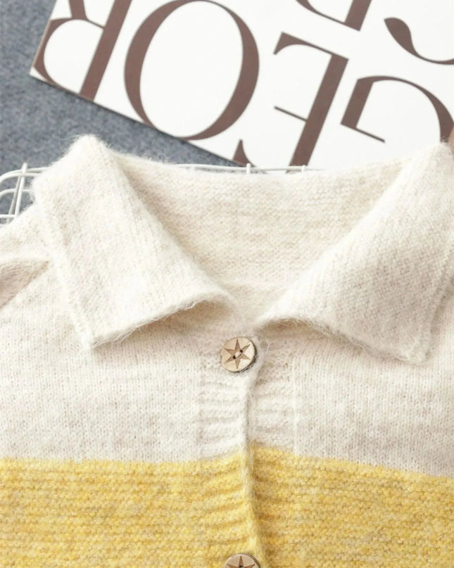 Striped Button - Up Cozy Cardigan - Trendsi