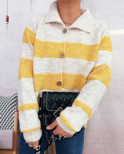 Striped Button - Up Cozy Cardigan - Trendsi