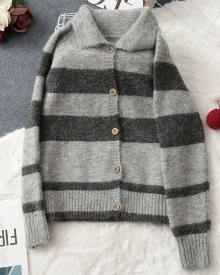 Striped Button - Up Cozy Cardigan - Trendsi