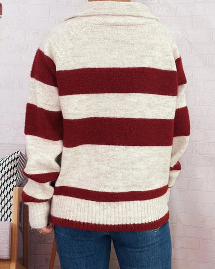 Striped Button - Up Cozy Cardigan - Trendsi