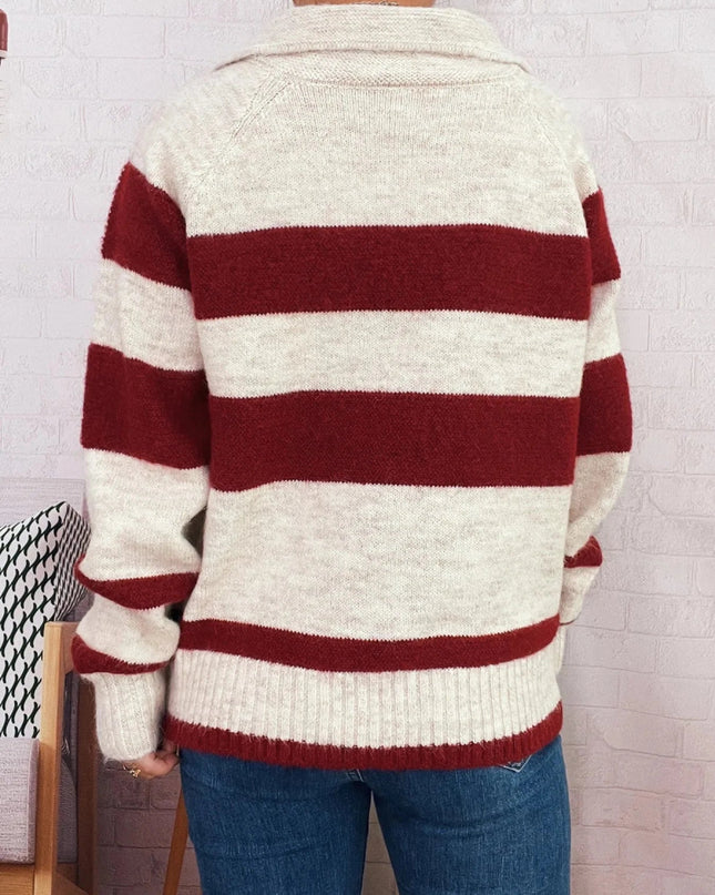 Striped Button - Up Cozy Cardigan - Trendsi