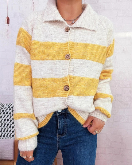 Striped Button - Up Cozy Cardigan - Trendsi