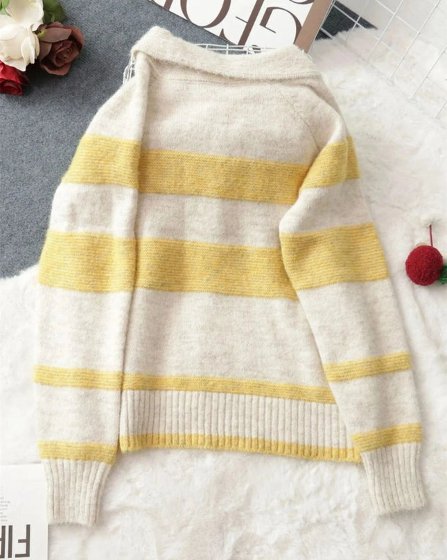 Striped Button - Up Cozy Cardigan - Trendsi