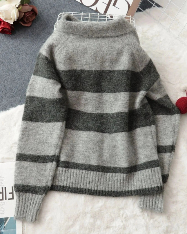 Striped Button - Up Cozy Cardigan - Trendsi