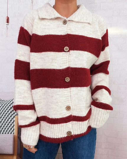 Striped Button - Up Cozy Cardigan - Trendsi