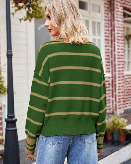 Striped Johnny Collar Sweater