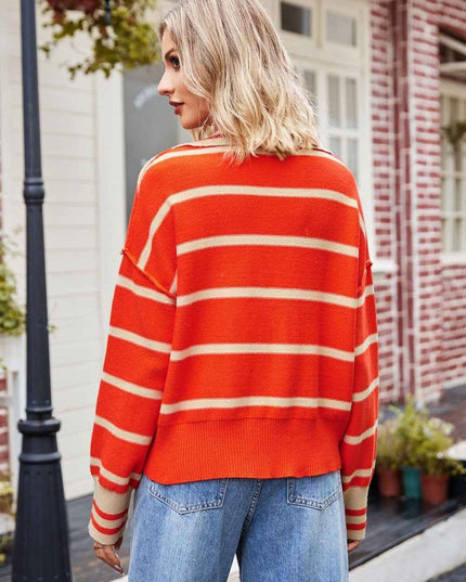 Striped Johnny Collar Sweater
