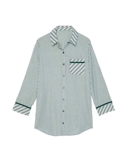 Striped Long Sleeve Button - Up Shirt - Trendsi